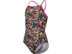 Arena Allover Mädchen Badeanzug Light Drop Back - 128 Freak Rose/black Multi