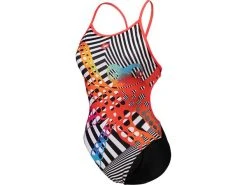 Arena Crazy Octopus Badeanzug Lace Back - 42 Black/fluo Red/white Multi