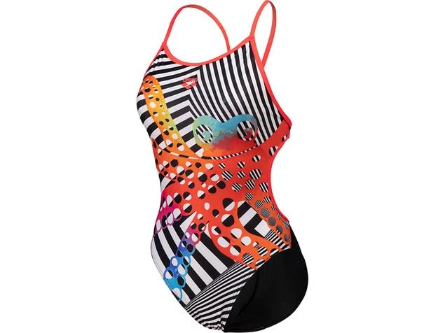 Arena Crazy Octopus Badeanzug Lace Back - 32 Black/fluo Red/white Multi