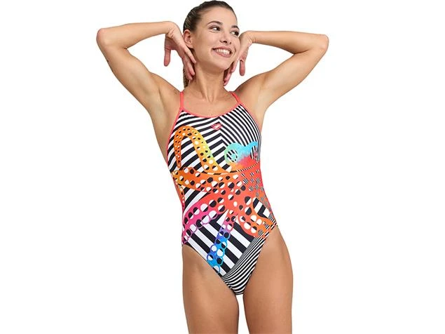 Arena Crazy Octopus Badeanzug Lace Back - 32 Black/fluo Red/white Multi - Image 3