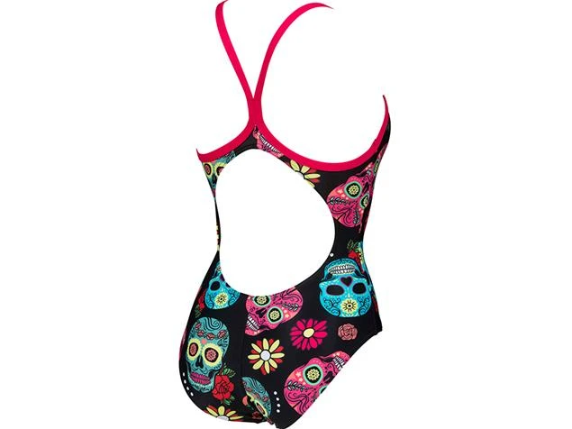 Arena Crazy Skulls Carnival Badeanzug Light Drop Back - 34 Freak Rose/black Multi – Bild 2