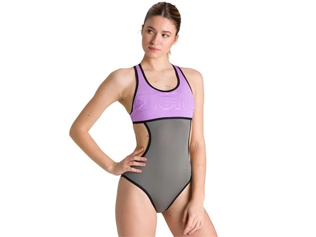 Arena Duo Reversible Badeanzug Racer Back - 36 Shark/provenza/black – Bild 4