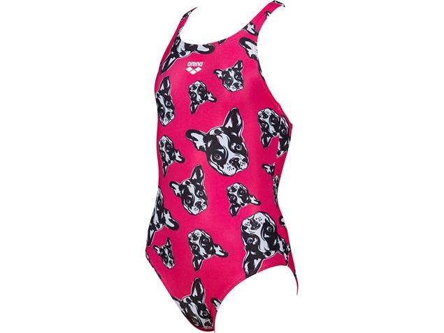 Arena Funny Dogs Mädchen Badeanzug V Back - 128 Freak Rose Multi