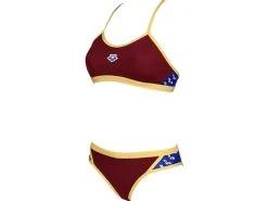 Arena Icons Solid Schwimmbikini Cross Back - 32 Burgundy/neon Blue/butter