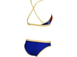 Alternative view of Arena Icons Solid Schwimmbikini Cross Back - 32 Burgundy/neon Blue/butter
