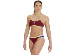 Arena Icons Solid Schwimmbikini Cross Back - 32 Burgundy/neon Blue/butter -Arena Online Icons20Solid20Schwimmbikini burggundneonbutter 3