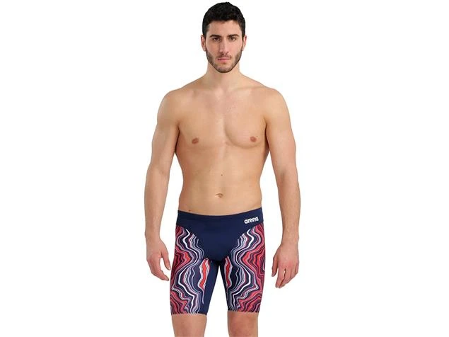 Arena Marbled Jammer Badehose - 3 Navy/red Multi - Image 3