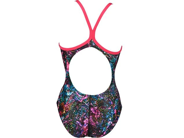 Arena Mountains Texture Badeanzug Light Drop Back - 34 Black/multi - Image 2