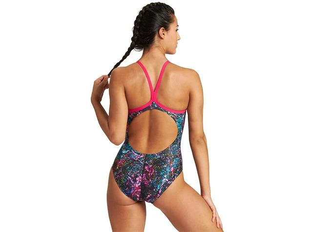 Arena Mountains Texture Badeanzug Light Drop Back - 34 Black/multi - Image 4