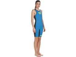 Arena Powerskin Trisuit Women Carbon Speedsuit Einteiler Rear Zipper - M Fast Blue/grey