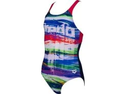 Arena Rainbow Colors Mädchen Badeanzug Swim Pro Back - 128 Navy/freak Rose
