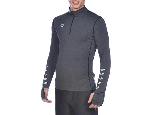 Arena Run Herren Thermal Long Sleeve Laufshirt - S Black Melange - Image 4