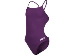 Arena Team Solid Mädchen Badeanzug Challenge Back - 128 Plum/white