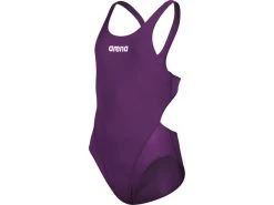 Arena Team Solid Mädchen Badeanzug Swim Tech Back 004764 - 128 Plum/white