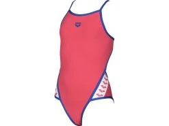 Arena Team Stripe Mädchen Badeanzug Superfly Back - 128 Freak Rose/neon Blue