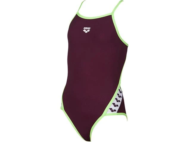 Arena Team Stripe Mädchen Badeanzug Superfly Back - 128 Red Wine/shiny Green