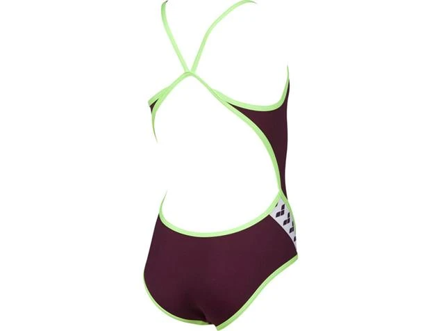 Arena Team Stripe Mädchen Badeanzug Superfly Back - 128 Red Wine/shiny Green - Image 2