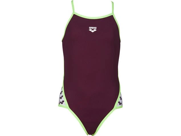 Arena Team Stripe Mädchen Badeanzug Superfly Back - 128 Red Wine/shiny Green - Image 3
