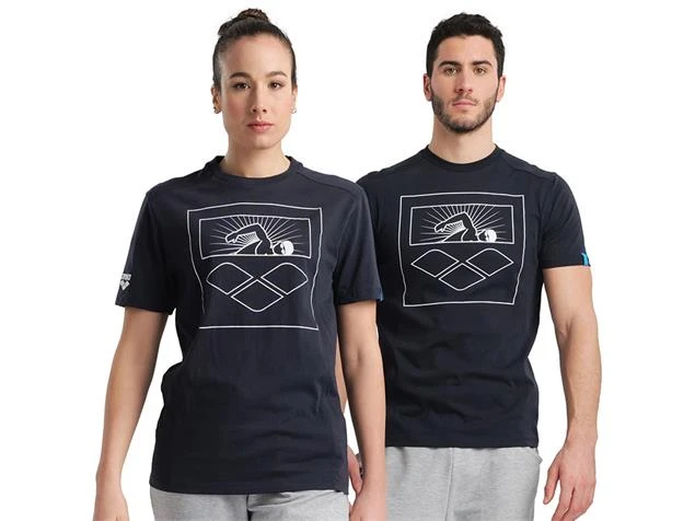 Arena Unisex Cotton Logo T-Shirt - M Navy 5 Arena Unisex Cotton Logo T-Shirt - M Navy – Bild 3